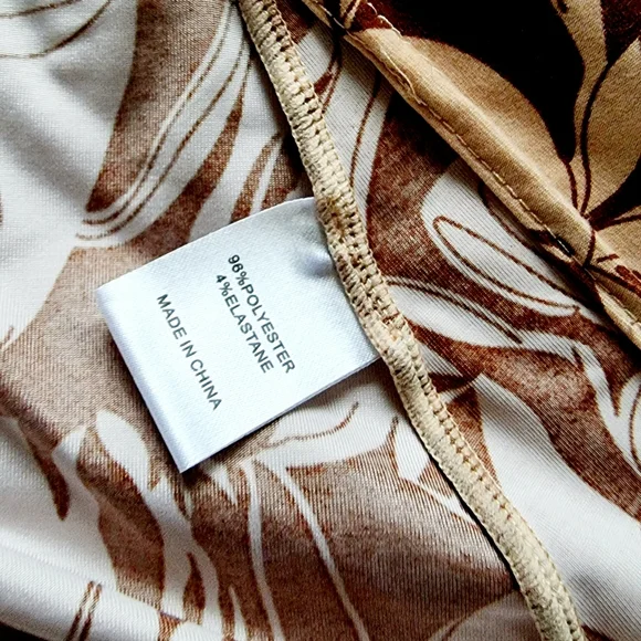 Vintage Y2k, Small, Decjuba, brown + cream, long-sleeve, knee length, wrap dress - Picture 5 of 7